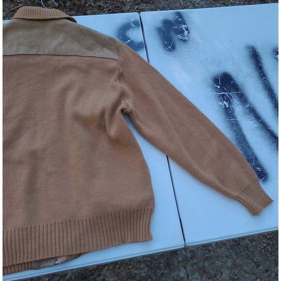 Vintage 70s 80s  Leather Zip Cardigan Jacket - Picture 8 of 10